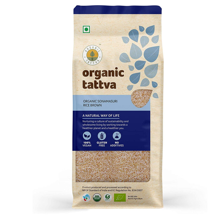 Organic brown Sonamasuri rice